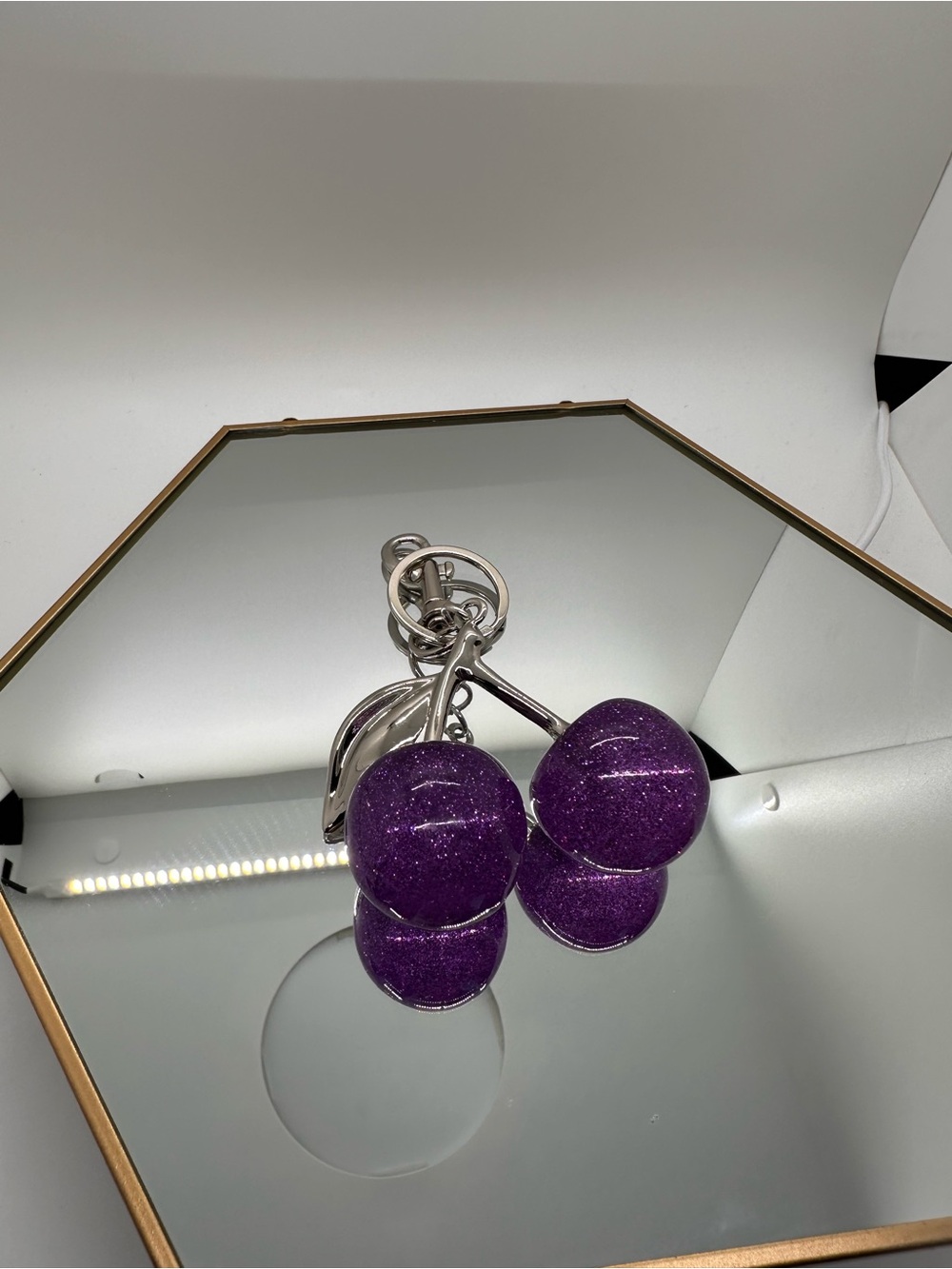 Sparkling Cherry Keychain with Silver Accents